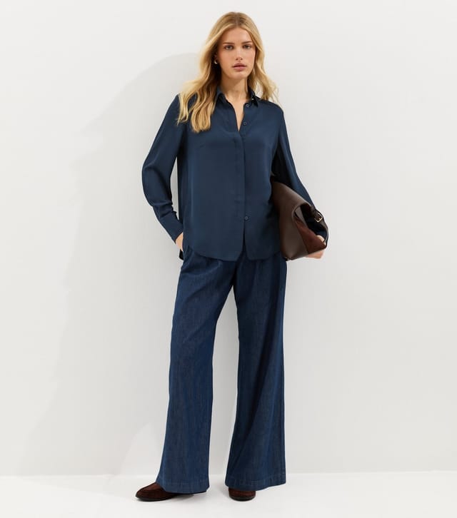 New Look Women's Navy Concealed Button Shirt New Look - 3