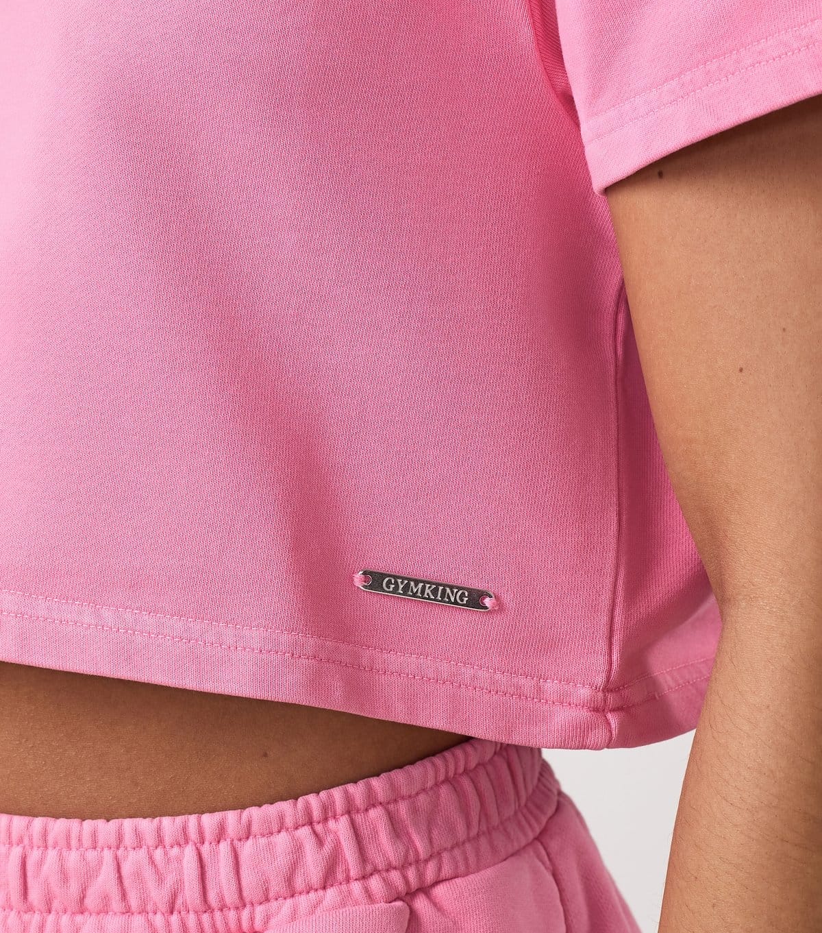 Gym King Women's Pink Cotton Cropped Polo Shirt Gym King New Look - 4