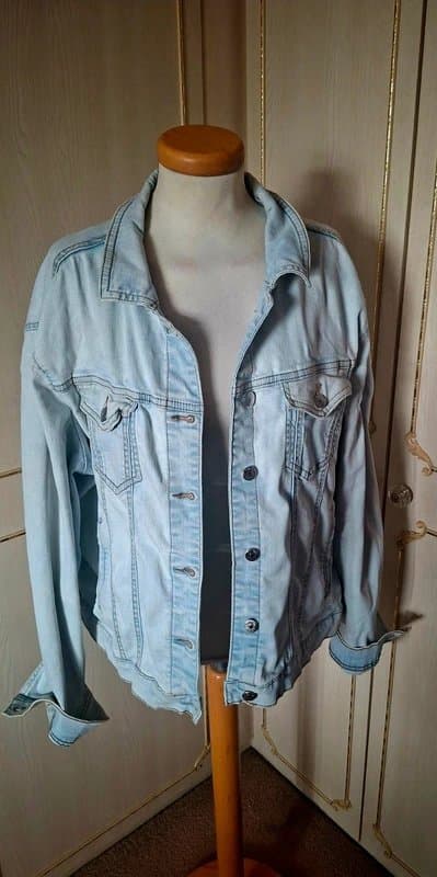 George George Asda Distressed Denim Jacket Size 20💃 Light Wash Spring Festival Layer 💃