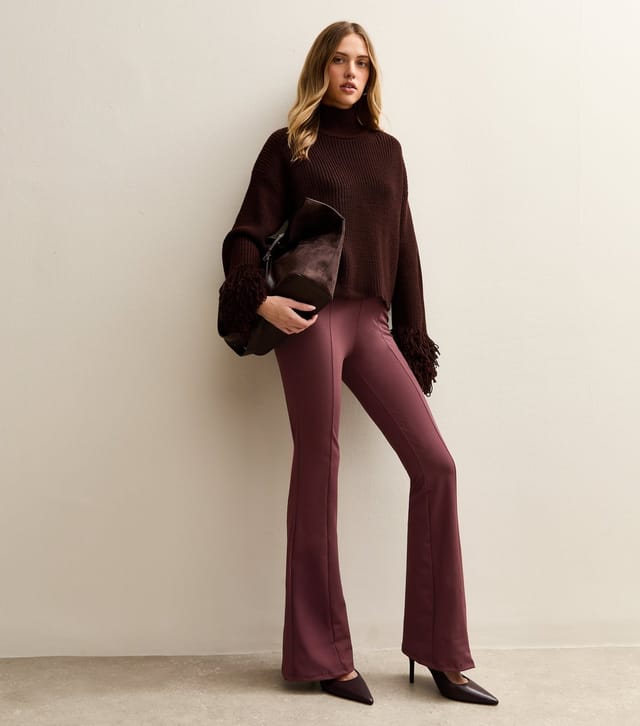 New Look Women's Dark Burgundy Flared Trousers New Look - 3