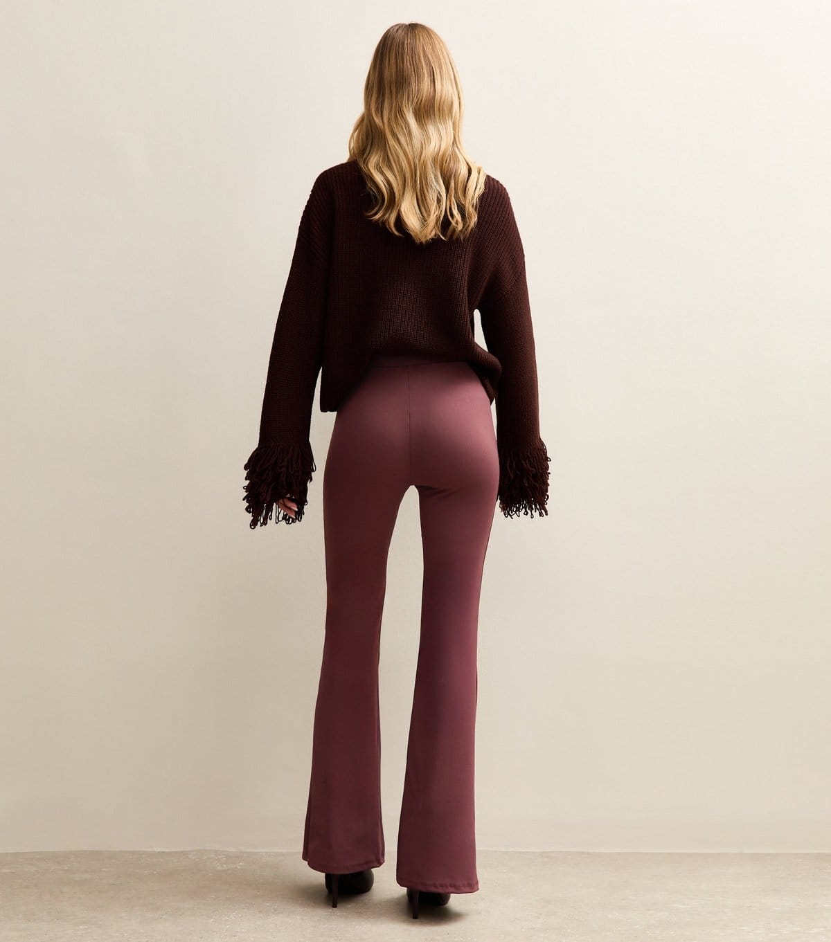 New Look Women's Dark Burgundy Flared Trousers New Look - 4