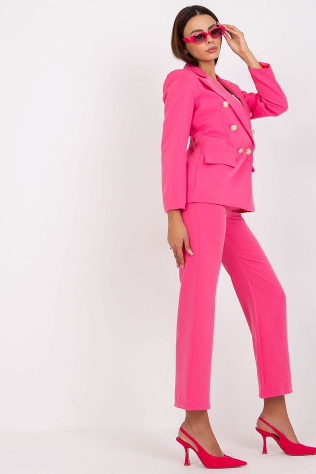 Love Lace Love Lace Women's Lined Button Jacket Shoulder Cushions in Pink - 3