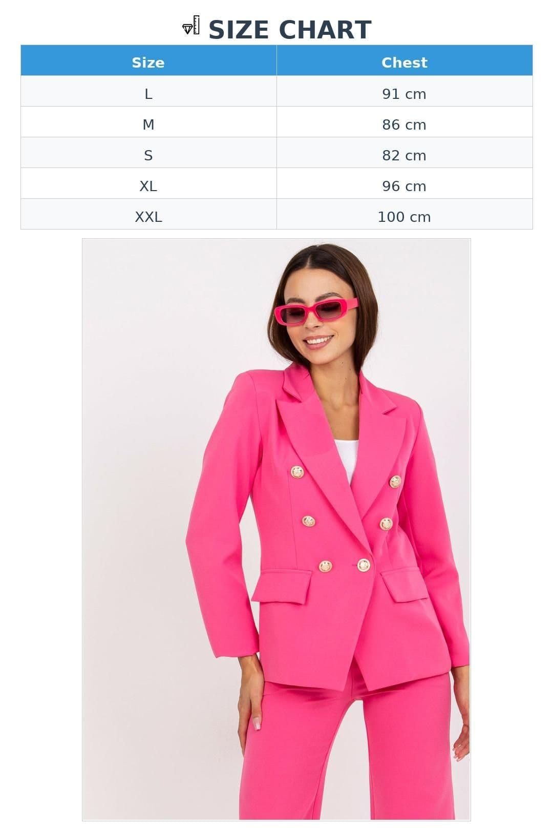 Love Lace Love Lace Women's Lined Button Jacket Shoulder Cushions in Pink - 4