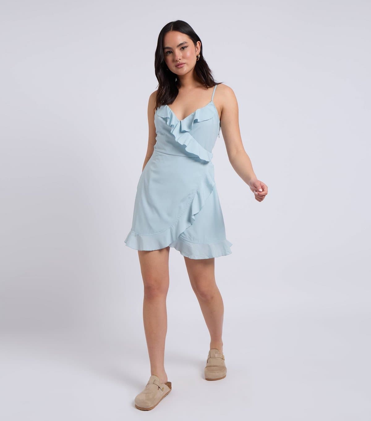 Urban Bliss Women's Light Blue Frill Trim Cami Tea Dress Urban Bliss New Look