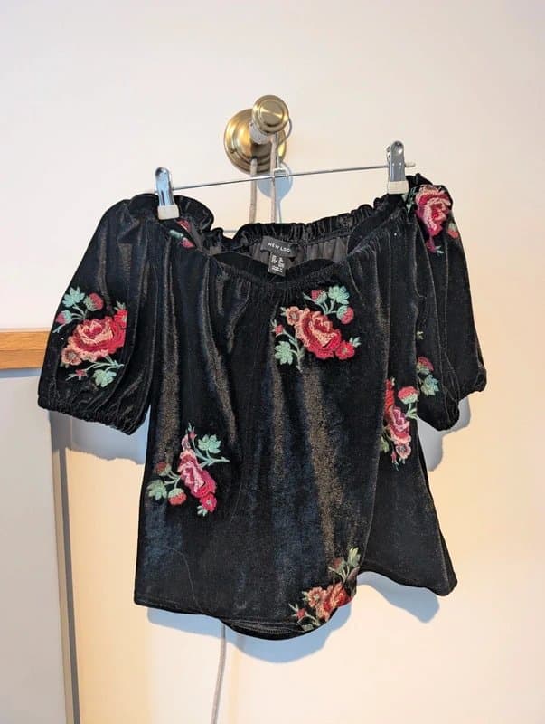 New Look Velvet style black off the shoulder top
