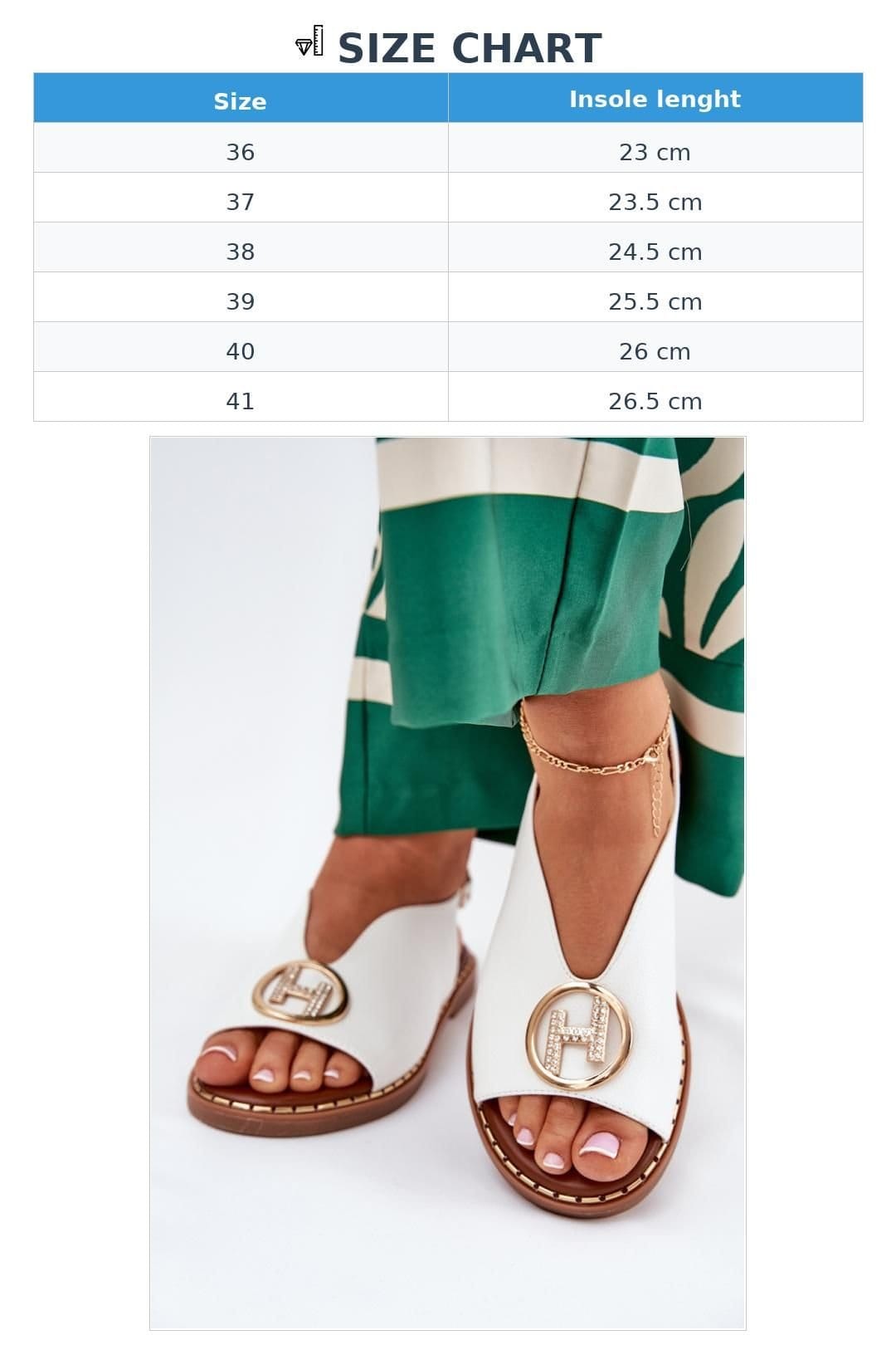 Love Lace Love Lace Women's Elegant Flat Heel Sandals with Embellished Strap Buckle in White - 4