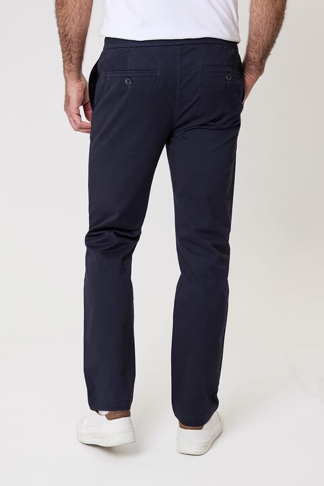 Saltwell Saltwell Men's Cotton Twill Elasticated Trousers in Navy - 2