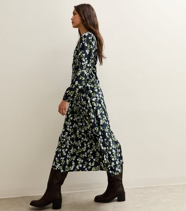 New Look Women's Blue Crepe Floral Print Wrap Midi Dress New Look - 3