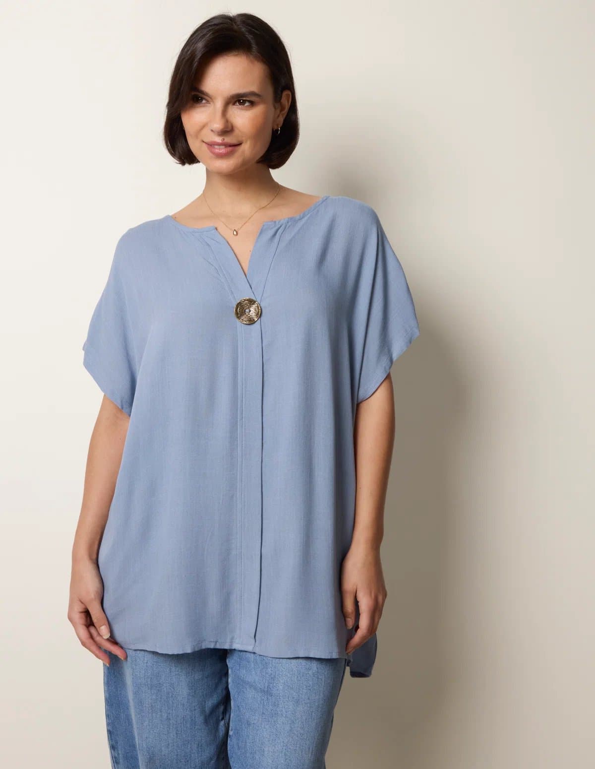 Blue Vanilla Short-Sleeve Tunic Top