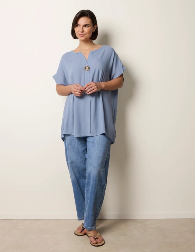 Blue Vanilla Short-Sleeve Tunic Top - 2