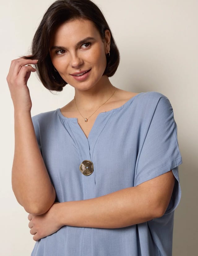 Blue Vanilla Short-Sleeve Tunic Top - 3