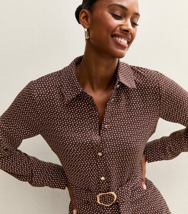 New Look Women's Purple Spotty Belted Shirt Dress New Look - 2