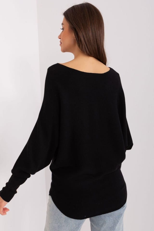 Love Lace Love Lace Women's Viscose Batwing Sleeve Casual Sweater in Black - 3