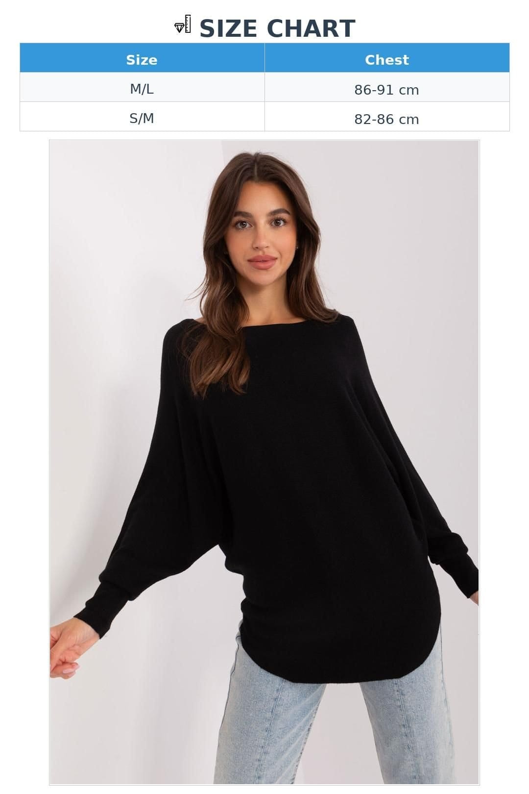 Love Lace Love Lace Women's Viscose Batwing Sleeve Casual Sweater in Black - 4