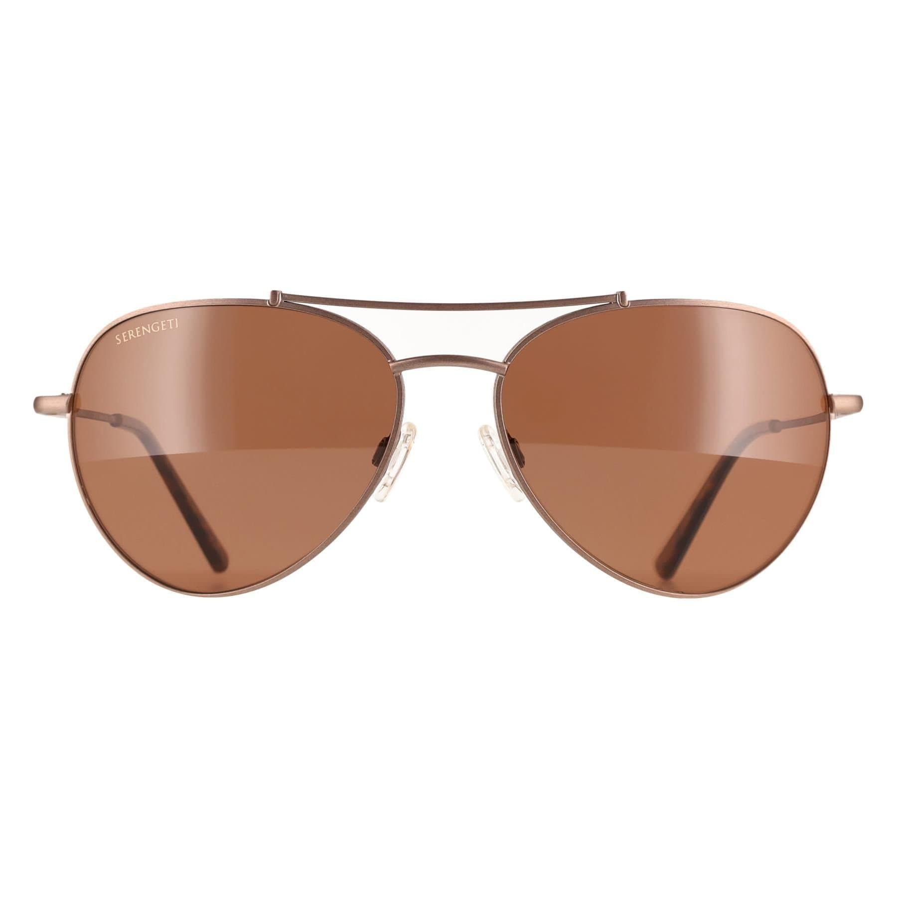 Serengeti Serengeti Men's Aviator Brushed Bronze Mineral Polarized Drivers Pete in Brown