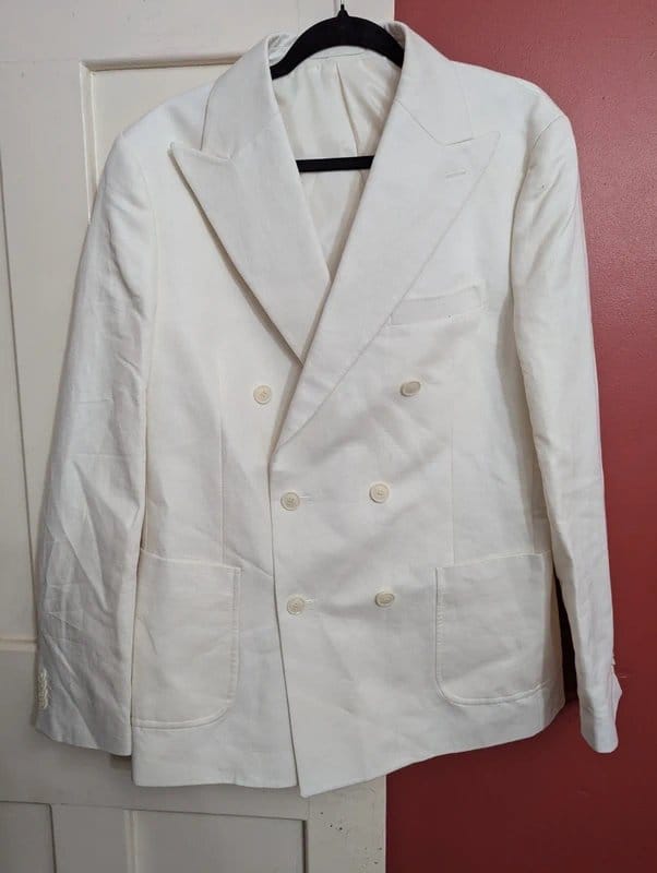 ASOS Design Cream Double-Breasted Blazer
