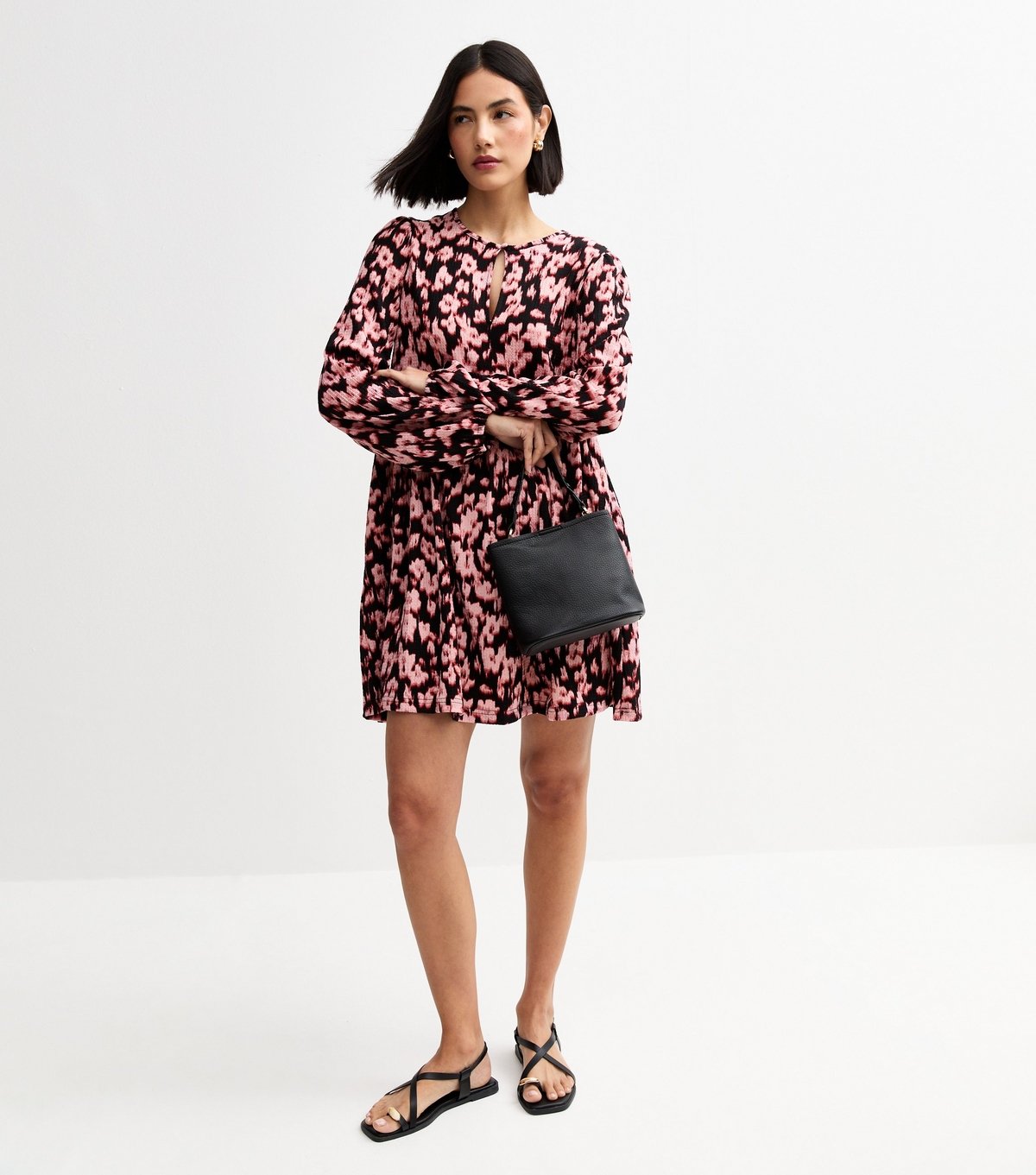 New Look Women's Pink Blurry Floral Print Smock Mini Dress New Look - 2