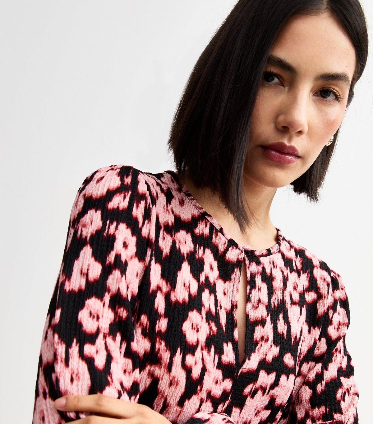 New Look Women's Pink Blurry Floral Print Smock Mini Dress New Look - 3