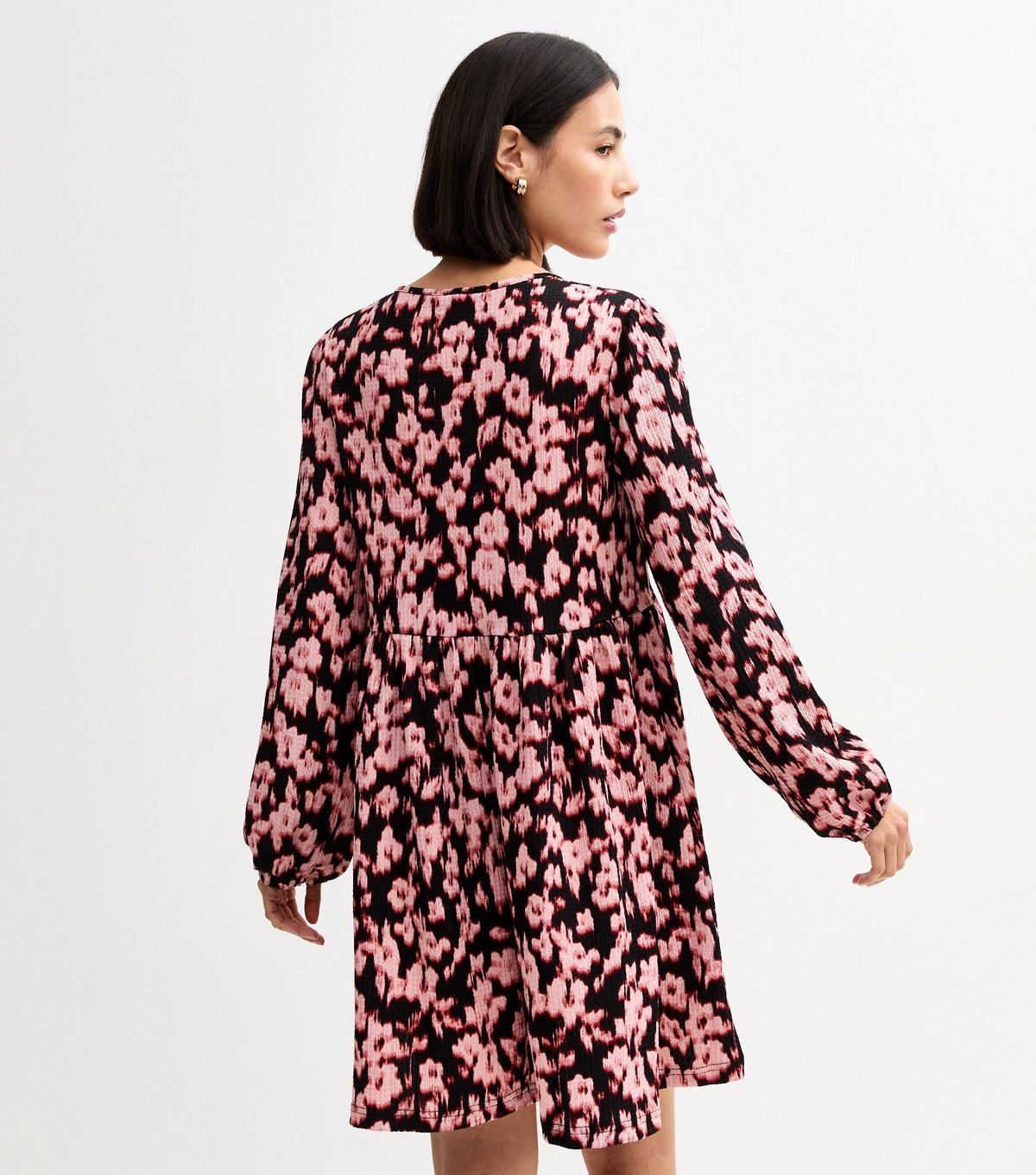 New Look Women's Pink Blurry Floral Print Smock Mini Dress New Look - 4