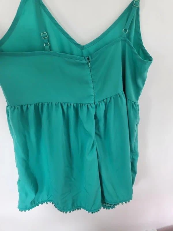 ASOS ASOS Green Pom Pom Trim Beach Romper - Size 14