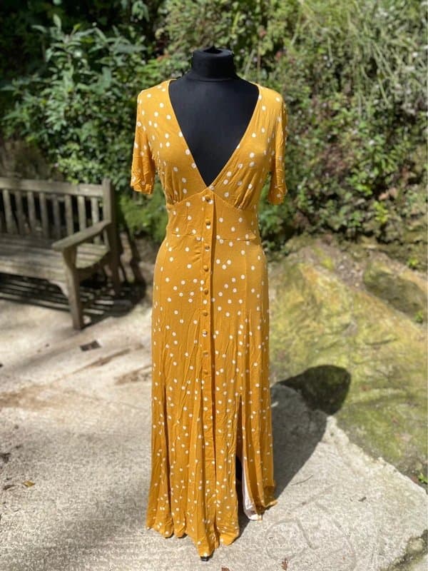 ASOS ASOS Mustard Yellow Polka Dot Maxi Dress – UK 12