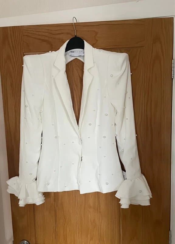 ASOS ASOS luxe design pearl shoulder pad blazer jacket