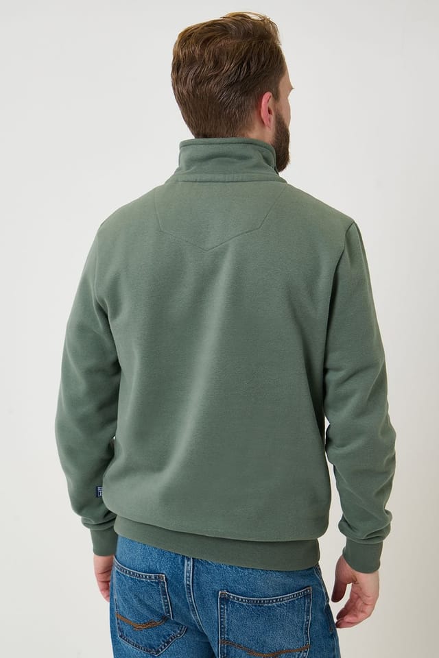 Saltwell Saltwell Men's Quarter Zip Sweatshirt in Green - 2