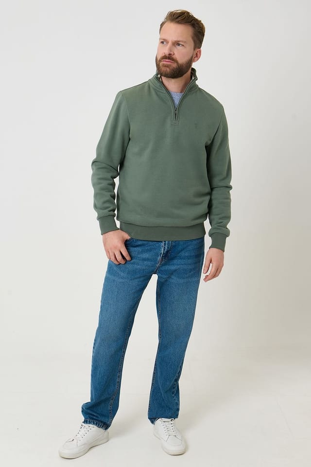Saltwell Saltwell Men's Quarter Zip Sweatshirt in Green - 3