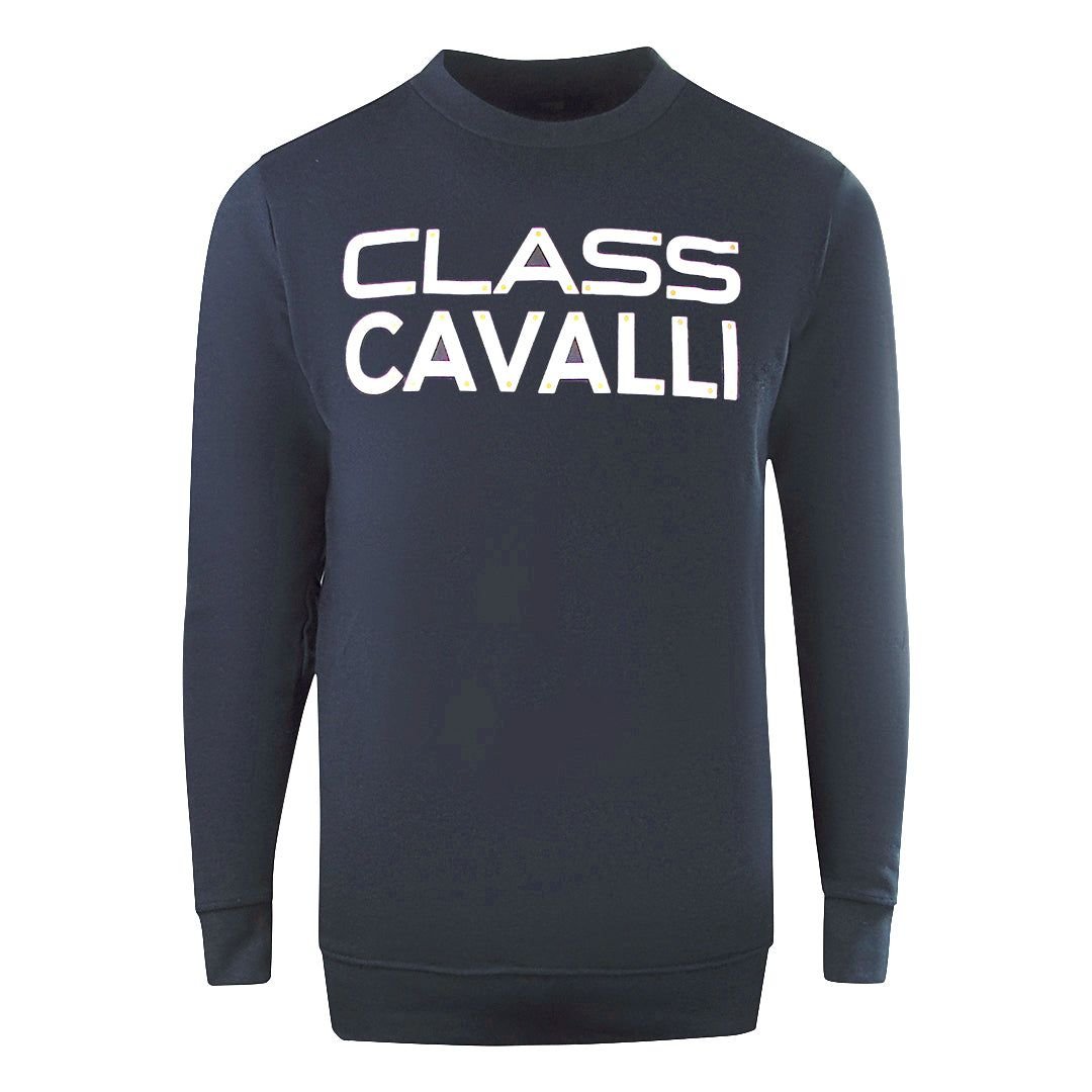 Cavalli Class Cavalli Class Men's Large Bold Logo Design Navy Blue Sweatshirt - 2