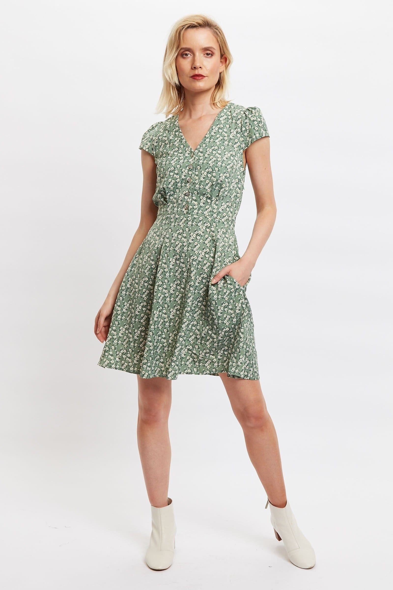 Louche Multicolor Double Daisy Print Mini Tea Dress