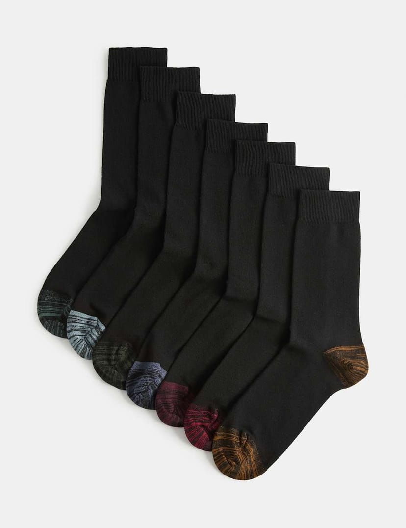 Marks & Spencer M&S 7 Pack Cool & Fresh™ Cotton Rich Socks Black Mix - 1