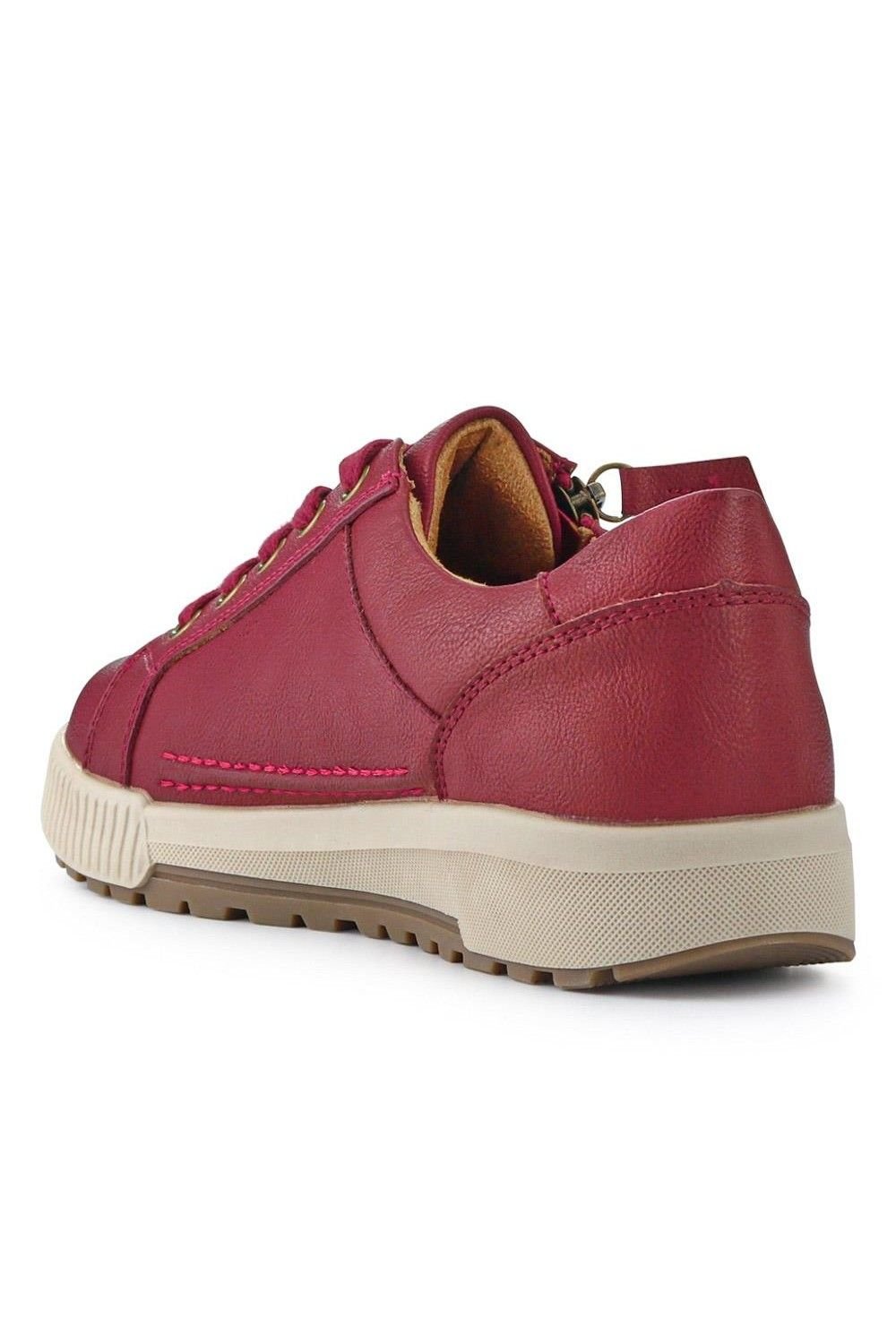 Pavers Pavers Women's Wide Fit Zip & Lace Trainers in Red - 3