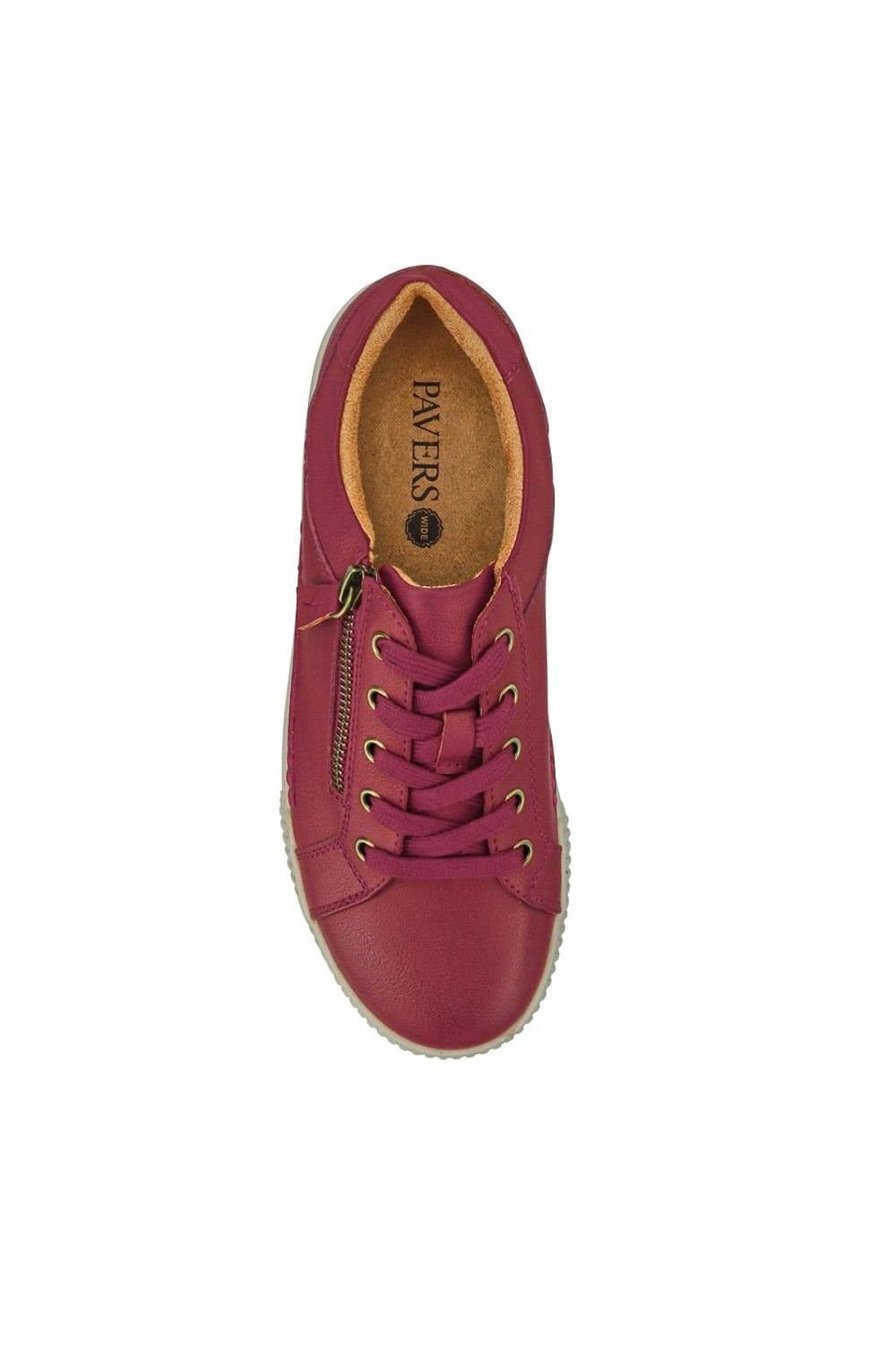Pavers Pavers Women's Wide Fit Zip & Lace Trainers in Red - 4