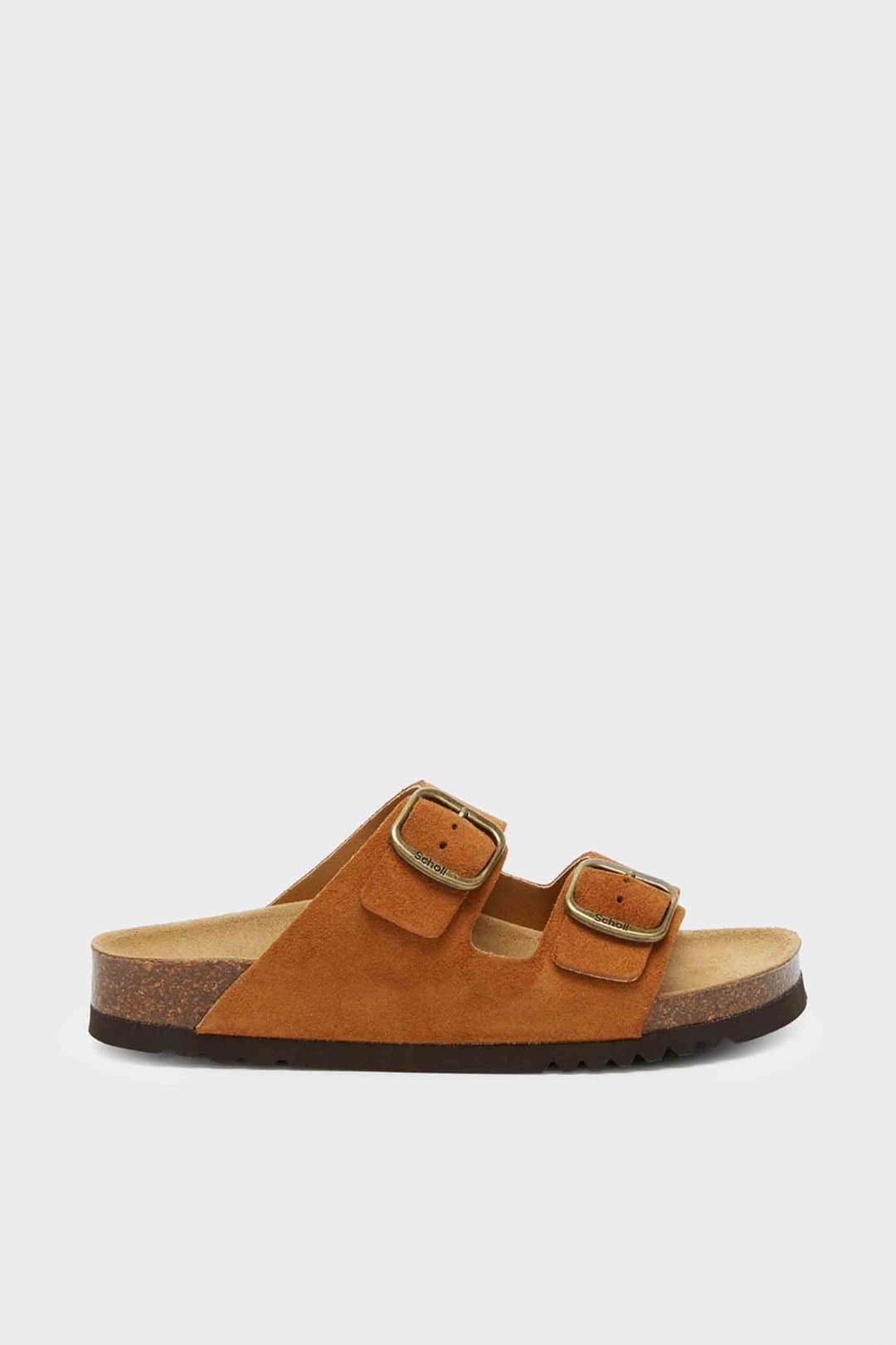 Scholl Scholl Women's Josephine Suede 2 Strap Sandal Cognac in 115C Cognac