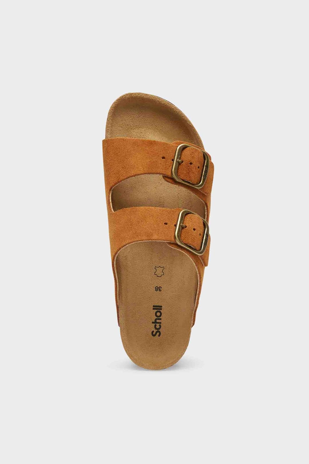 Scholl Scholl Women's Josephine Suede 2 Strap Sandal Cognac in 115C Cognac - 3