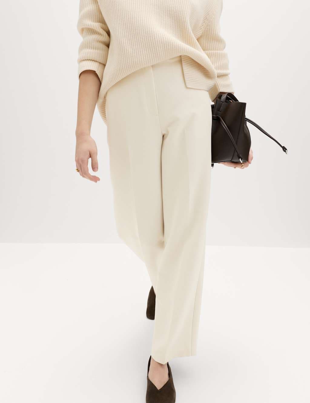 Marks & Spencer M&S Tailored Straight Leg Trousers Ecru