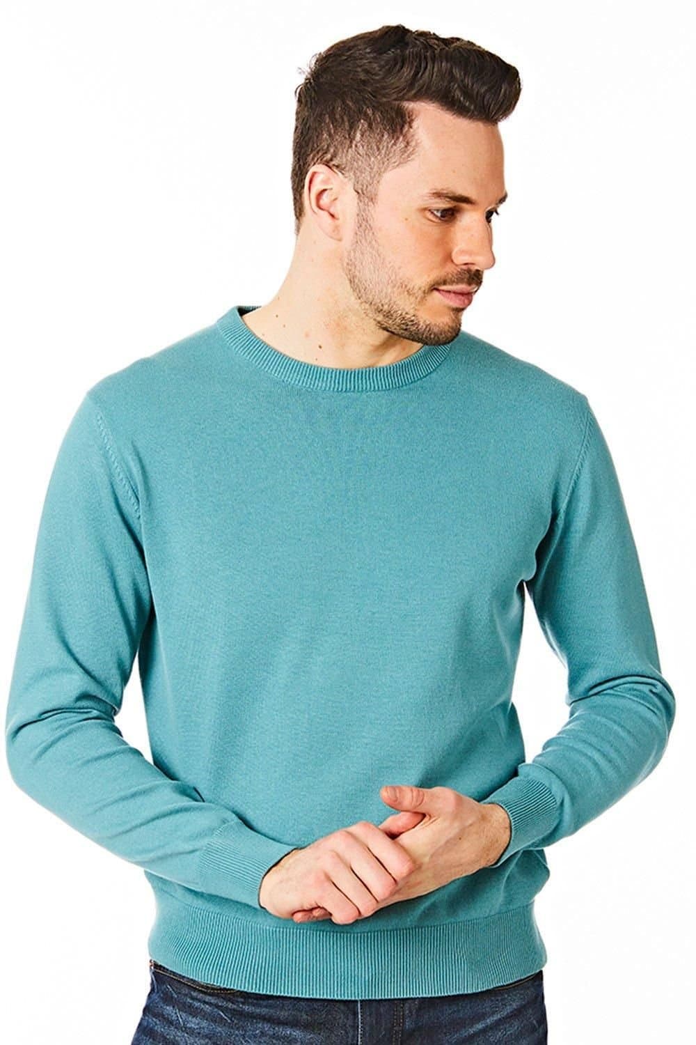 CastlePoint CastlePoint Men's Crew Neck Knitted Jumper in Pale Blue