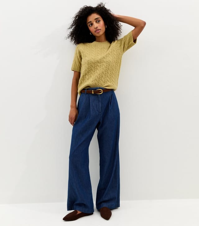 New Look Women's Green Cable Knit Top New Look - 3