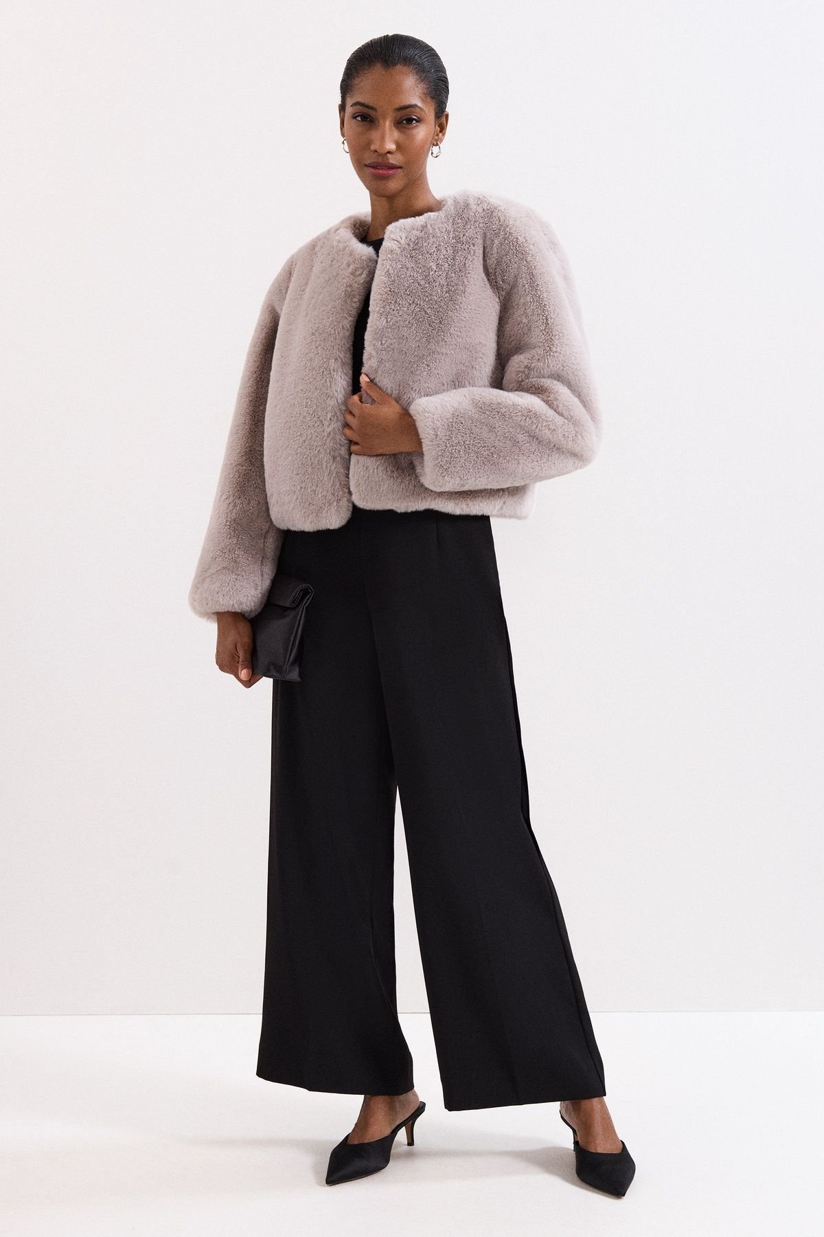 Phase Eight Phase Eight Women's Crystal Fur Coat in Pale Grey - 3