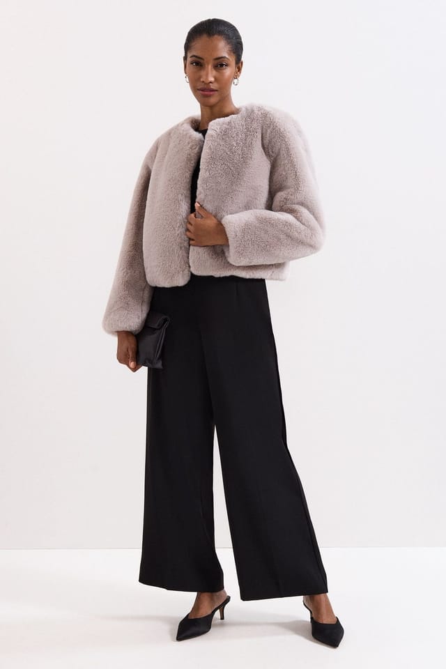 Phase Eight Phase Eight Women's Crystal Fur Coat in Pale Grey - 3