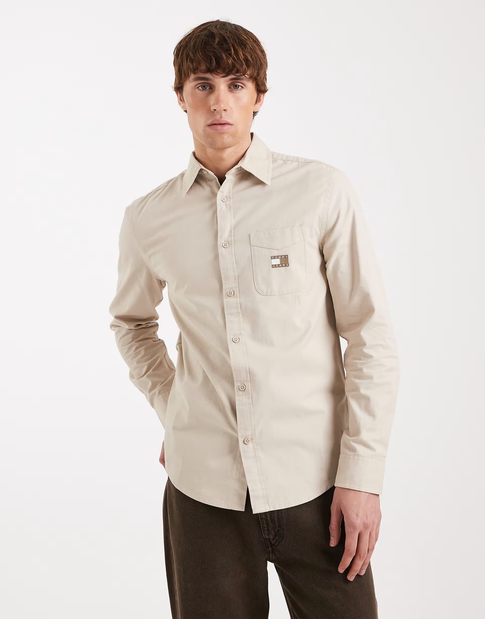 ASOS Tommy Jeans relaxed washed shirt in sand