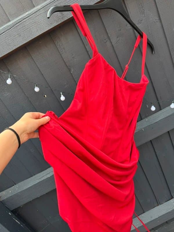 Boutique Viral Red Sculpting Ruched Dress | Size XL (UK 16–18)