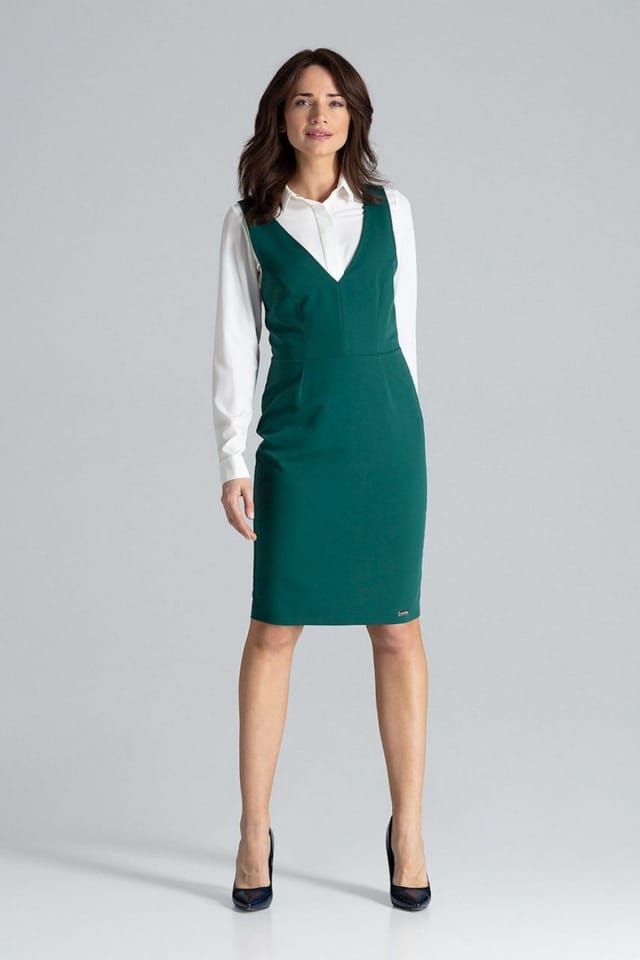 Love Lace Love Lace Women's Sleeveless Midi Dress Fitted Bodice Open Back in Green - 2