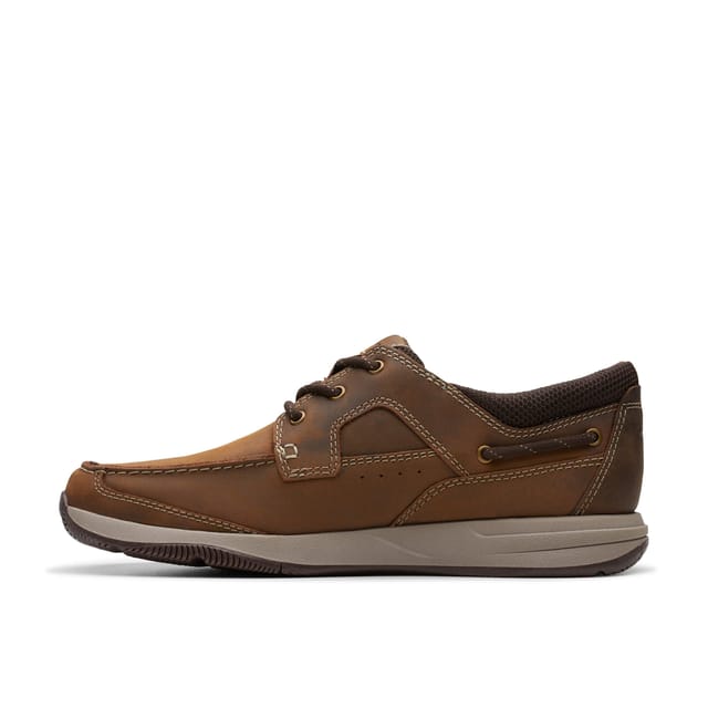 Clarks Clarks Men's Sailview Lace Beeswax Leather Boat Shoes, Lace Up in Brown - 2