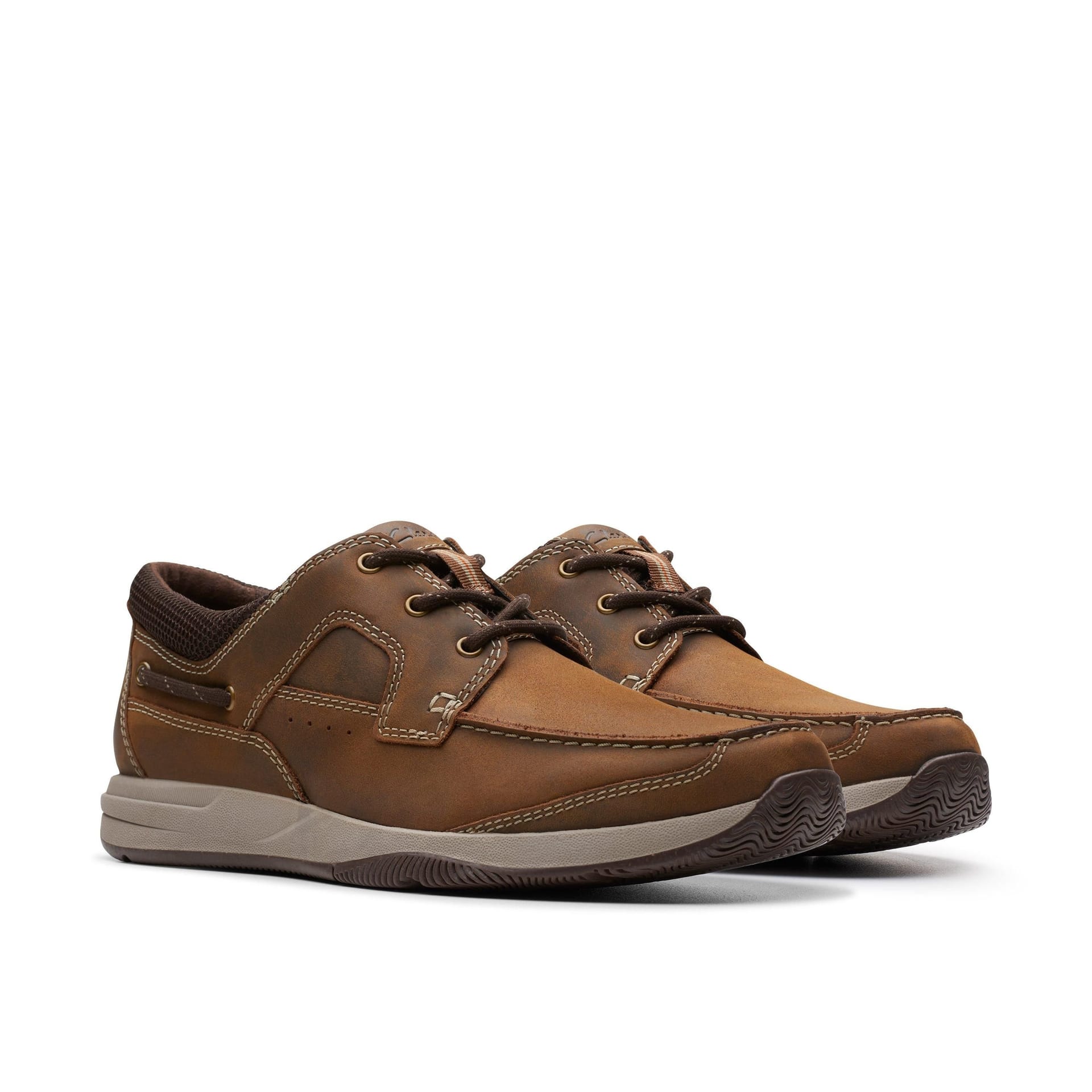 Clarks Clarks Men's Sailview Lace Beeswax Leather Boat Shoes, Lace Up in Brown - 4