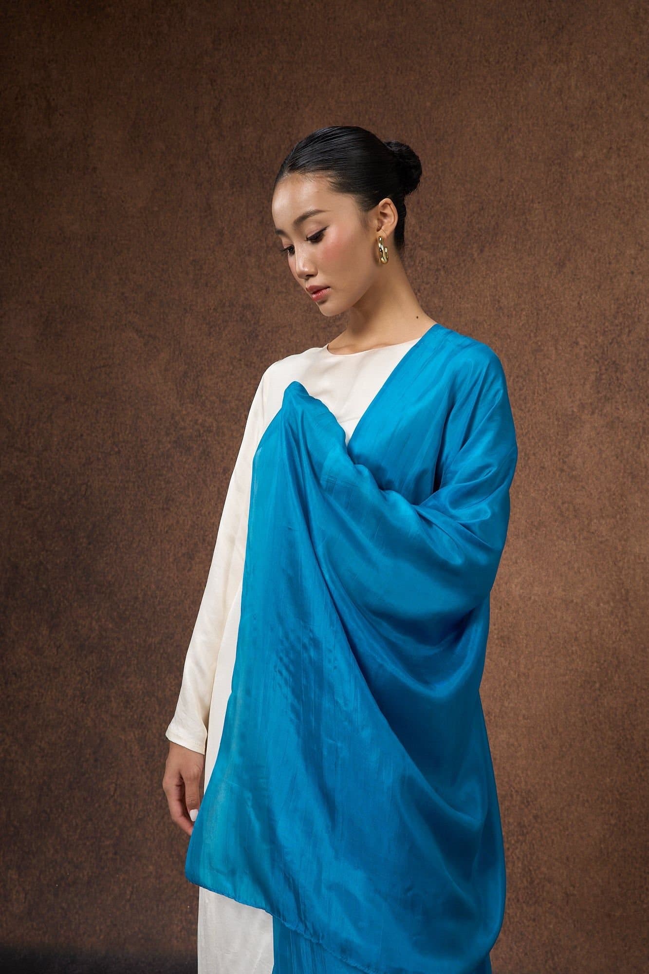 Silk and Bears Silk and Bears Women's Teal Blue Silk Scarf - Wedding Silk Shawl, Lightweight Wrap
