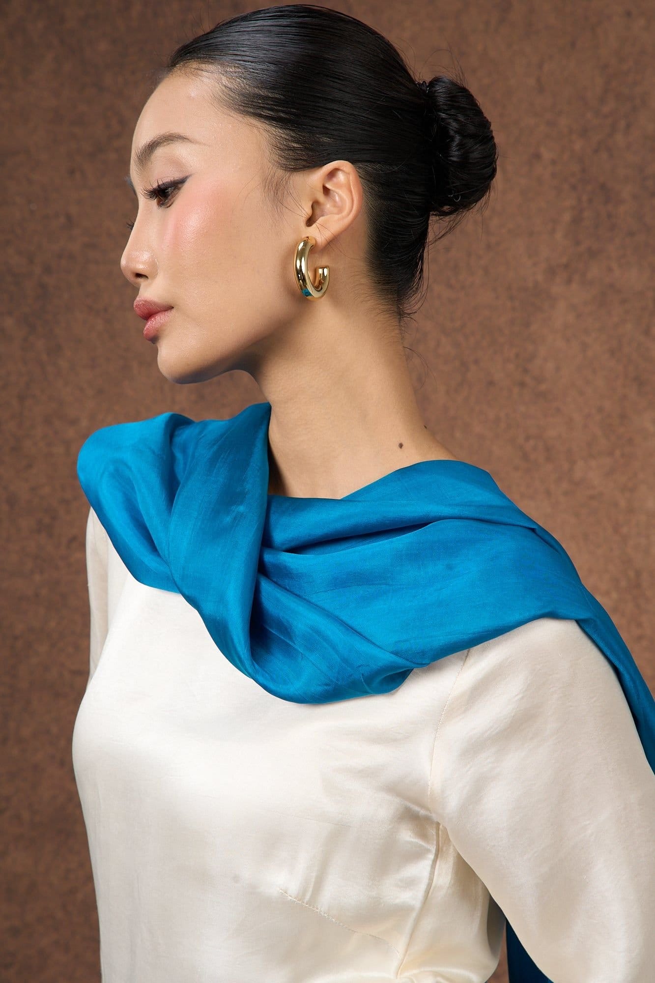 Silk and Bears Silk and Bears Women's Teal Blue Silk Scarf - Wedding Silk Shawl, Lightweight Wrap - 4