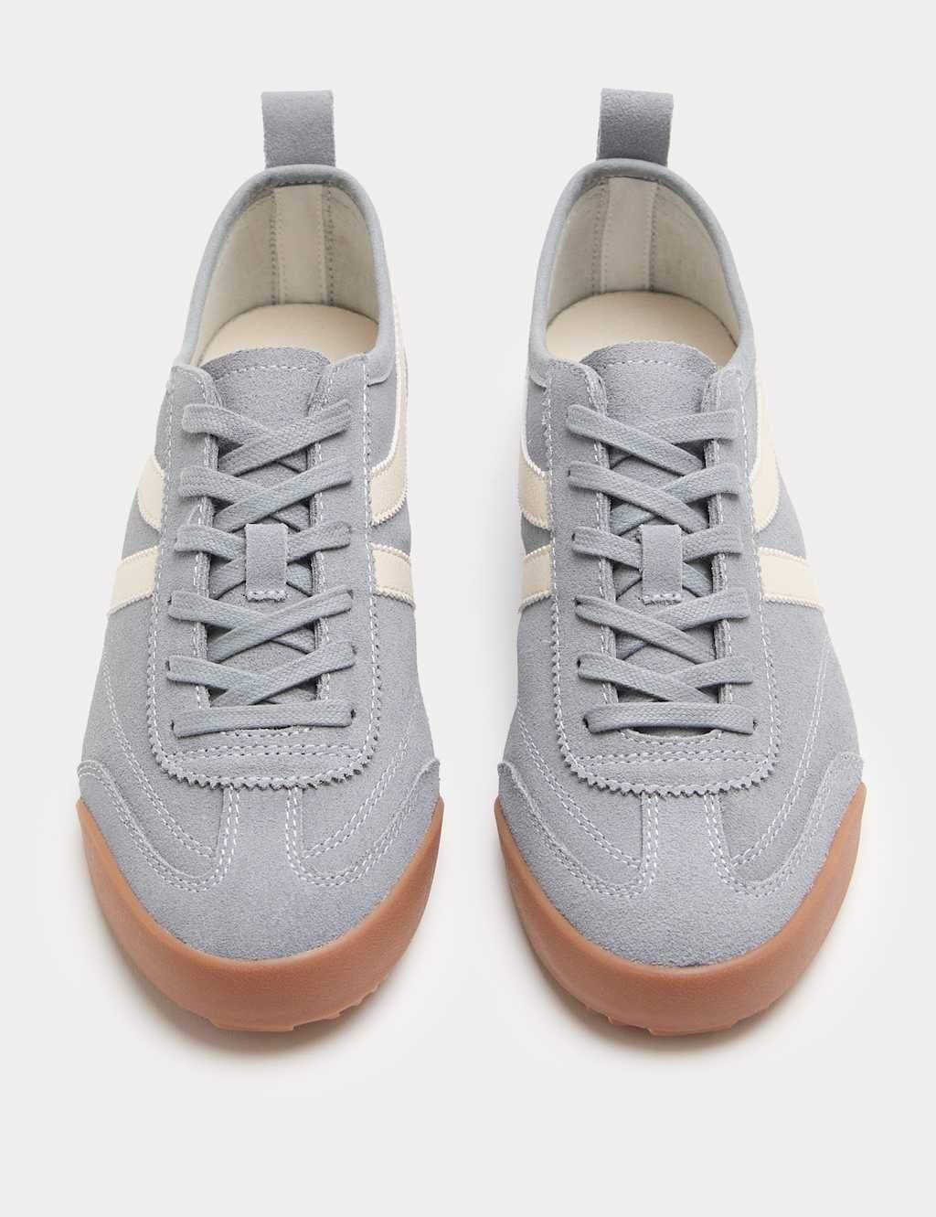 Marks & Spencer M&S Light Blue Suede Lace-Up Runner Trainers