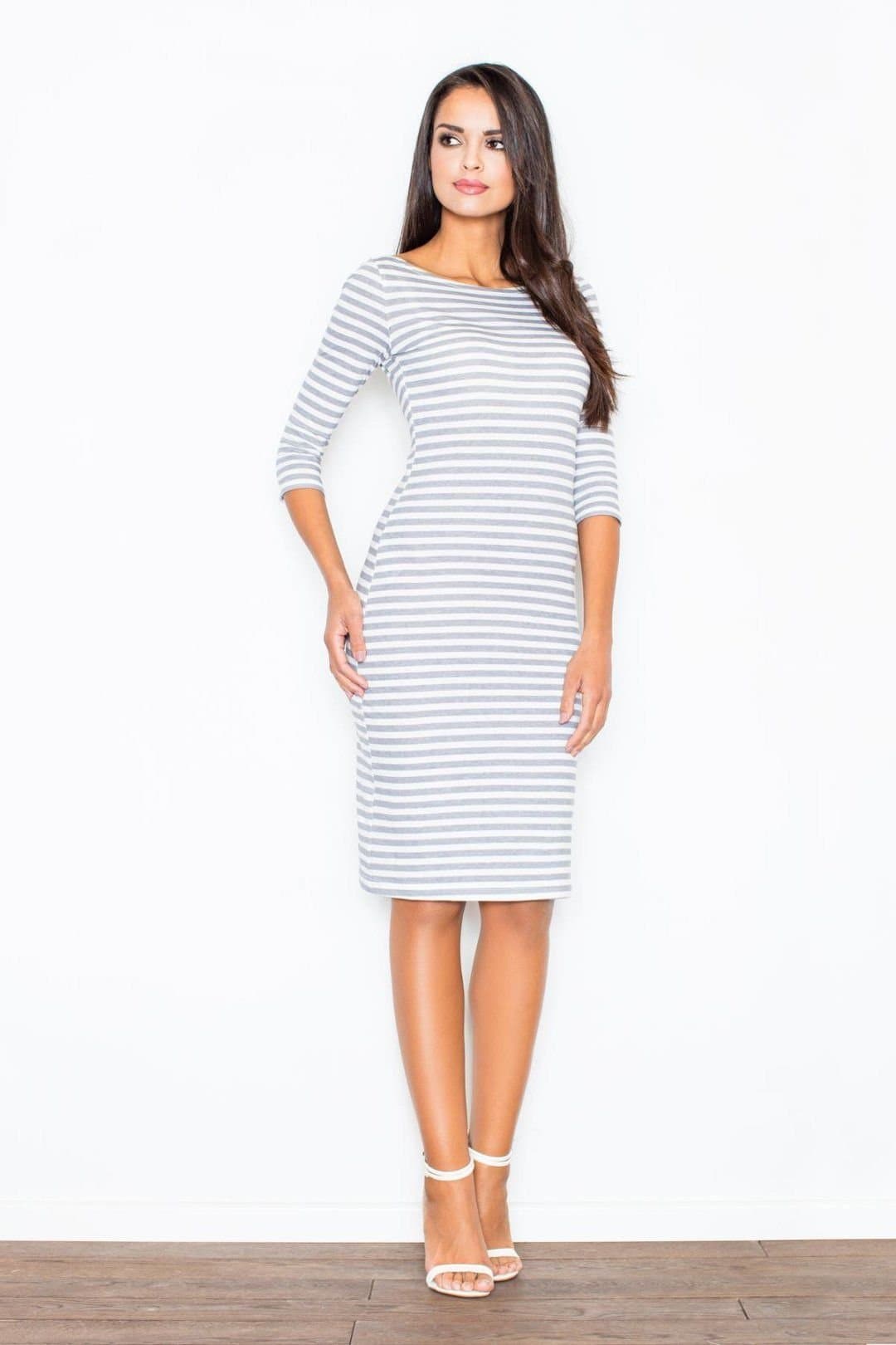 Love Lace Love Lace Women's Soft Cotton Elastane Side Zipper Dress in Grey