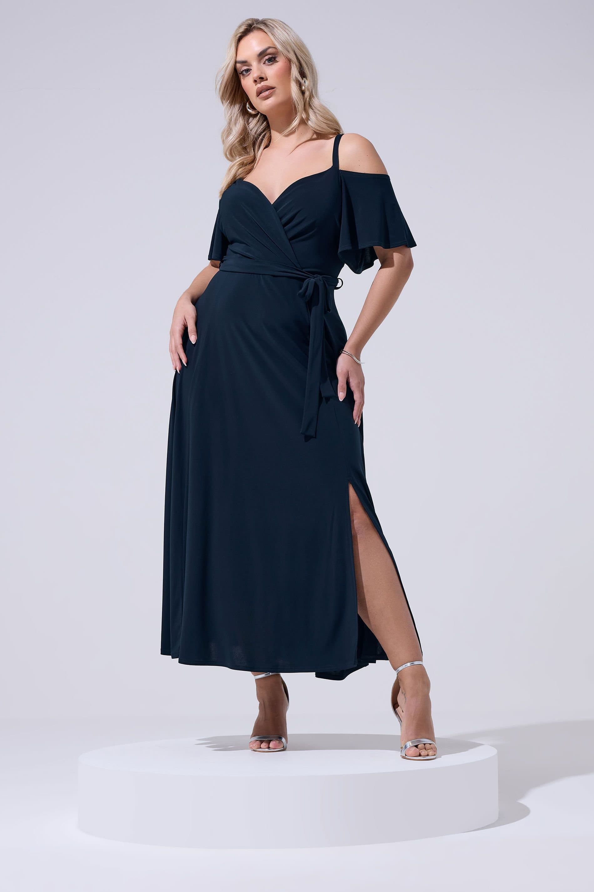 Yours Yours Women's Cold Shoulder Maxi Dress in Dark Navy